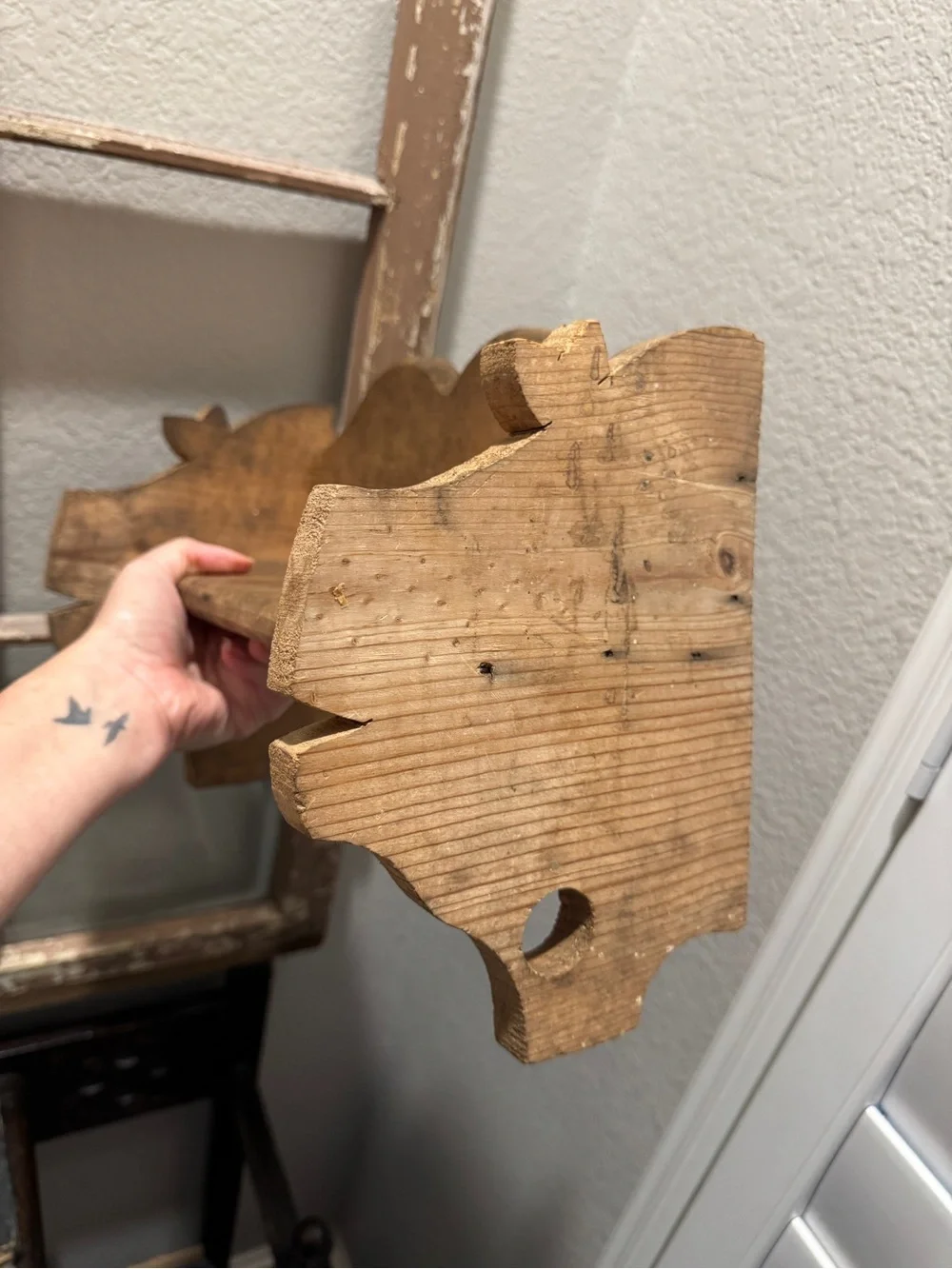 Vintage pig Natural Wood Wall Shelf - Rustic Home Wall Decor